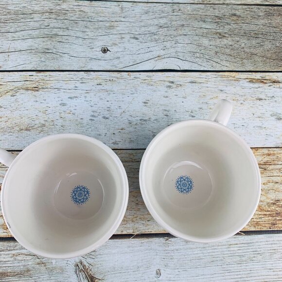 Mary & Martha 2016 NEW MERCIES White Blue Floral Design Cups and Saucers Set 2 - Picture 8 of 11